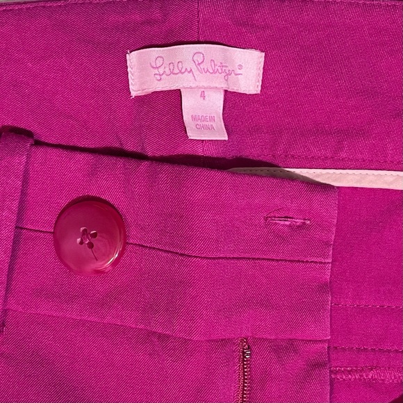 Lilly Pulitzer Azalea Button Tab Flat Front Pink Crop Pants Size 4 - Picture 5 of 6